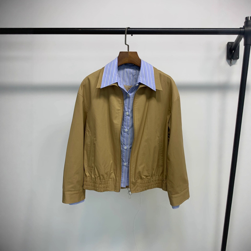 Discounted Clearance In-Stock Fake Two-Piece Color-Block Striped Patchwork Turn-Down Collar Jacket Trendy Short Jacket Shirt Collar Long-Sleeve Coat for Women Discounted Clearance In-Stock Fake Two-Piece Color-Block Striped Patchwork Turn-Down Collar Jacket Trendy Short Jacket Shirt Collar Long-Sleeve Coat for Women