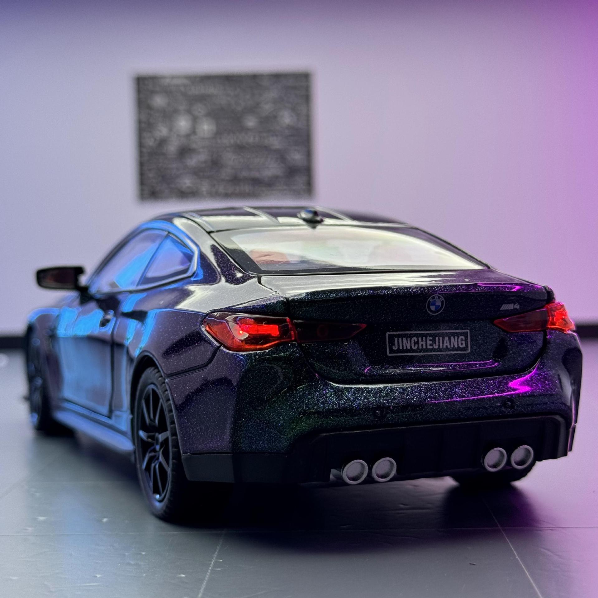 Lijiaxin modelo de coche de aleación 1:24 Baoma M4 coche deportivo retroceso con luz y sonido coche de juguete modelo de sonido al por mayor