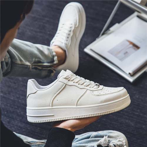 2025 Spring Men's New Small Leather Shoes Trendy Matchable Shoes Casual Matchable Board Shoes Business Style Light Luxury Black Shoes