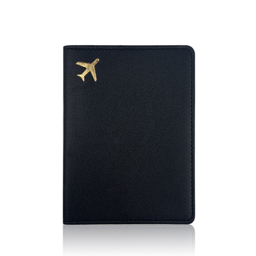 Multicolor gold-plated airplane leather passport bag hand-stitched PU passport holder passport case