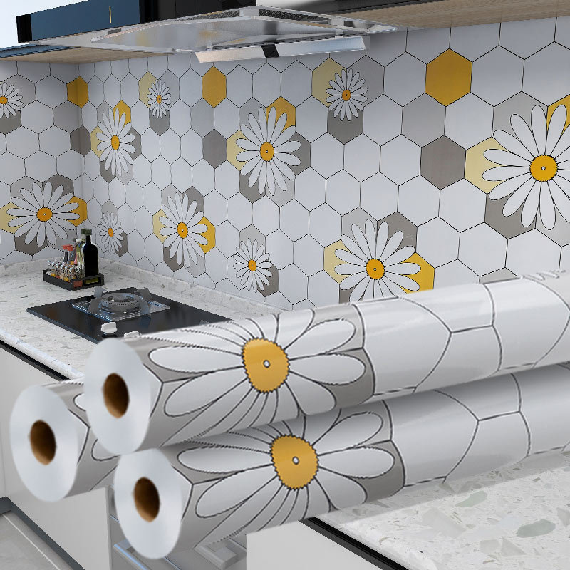 Kitchen oil-proof stickers flame retardant high temperature resistant wall stickers waterproof moisture-proof cabinet tile wallpaper self-adhesive aluminum foil paper stove Kitchen oil-proof stickers flame retardant high temperature resistant wall stickers waterproof moisture-proof cabinet tile wallpaper self-adhesive aluminum foil paper stove