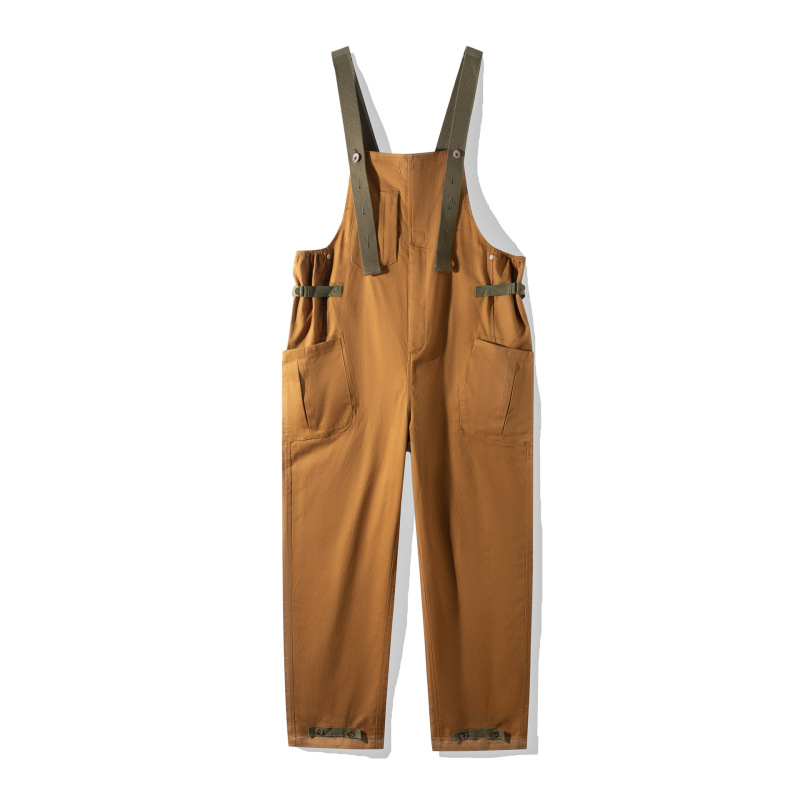 Reverse master workwear American retro loose BF straight suspender pants ameikaji casual one-piece suspender long pants men