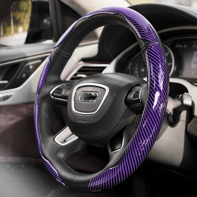 Byd Cassette High-End Car Handlebar | Steering wheel cover - laser-carbon-fiber-purple-3-piece-pack-38cm