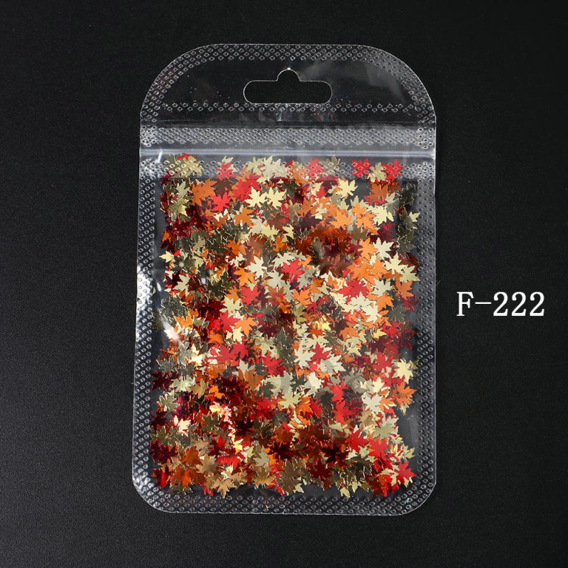 跨境新款美甲亮片秋季氛围感感恩节枫叶渐变镭射亮片薄片指甲亮片|undefined