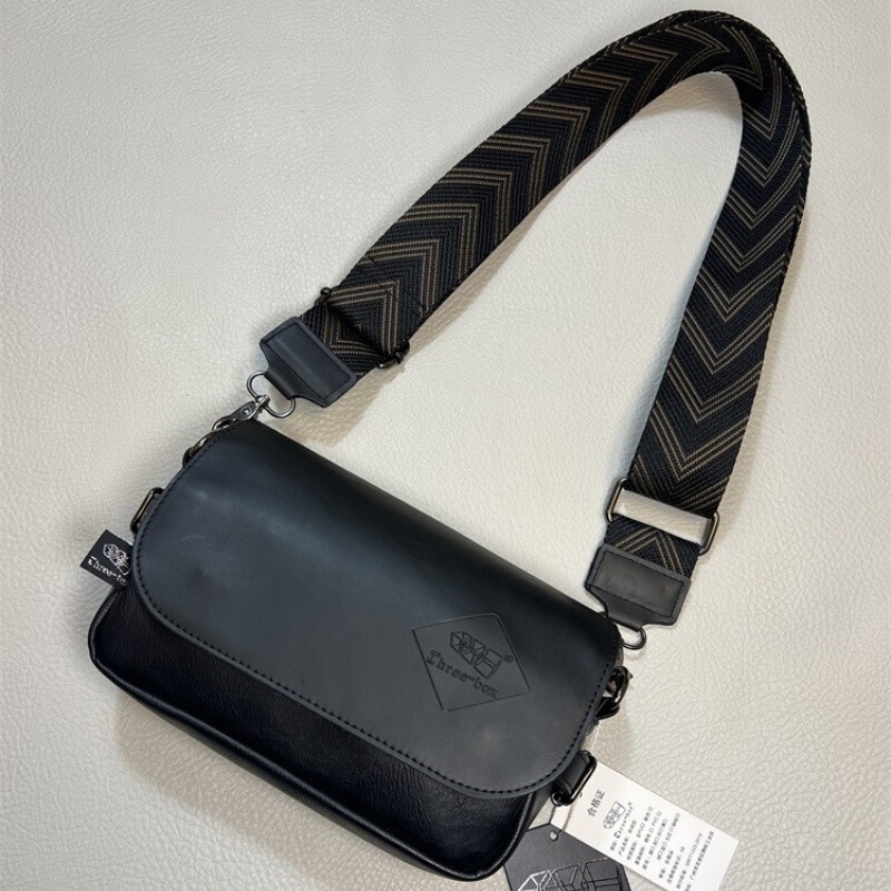 three-box New Men's Shoulder Bag Casual Striped Ribbon Messenger Bag Japanese Flip Men's and Women's Backpacks