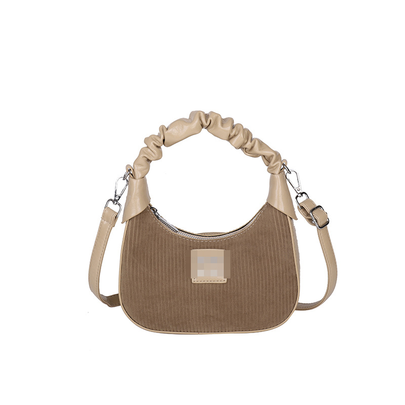 Bolsos de axila populares transfronterizos para mujer 2025 nuevo bolso de bola de masa de moda retro bolso de mensajero de un solo hombro plisado de terciopelo