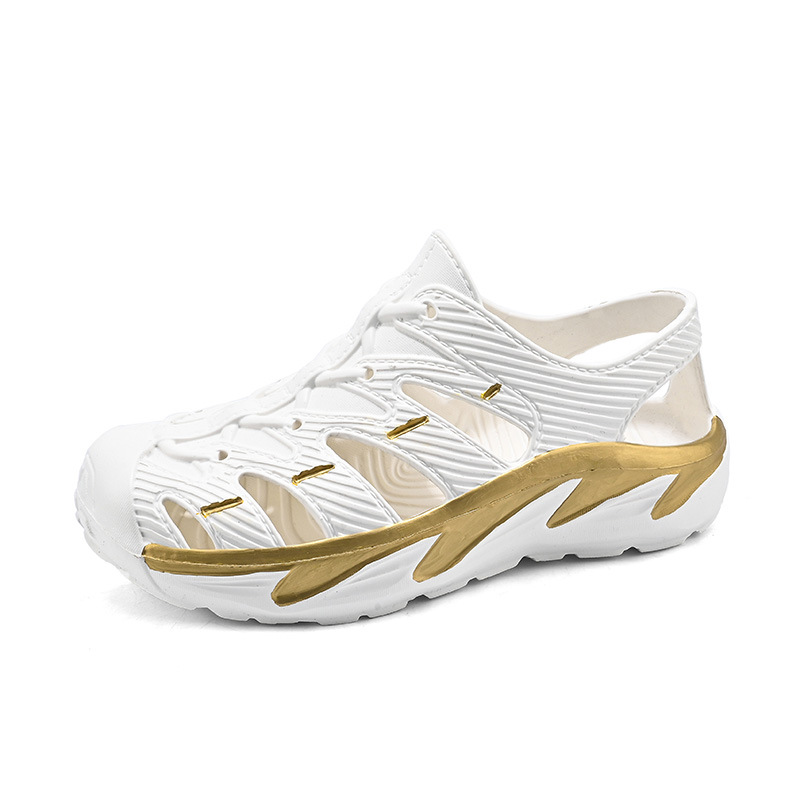 2023 verano nuevos hombres de suela gruesa slip-on zapatos de jardín zapatos de playa transpirables sandalias de moda Zapatos de agujero de suela gruesa hombres