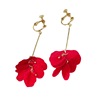 Brand earrings, fashionable long white ear clips, no pierced ears, Japanese and Korean, city style