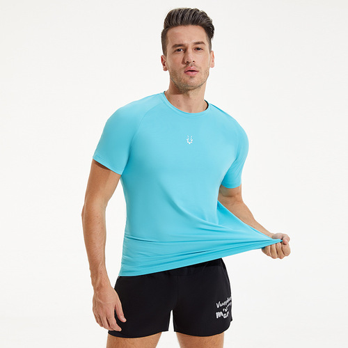 Men's Short Sleeve Summer Round Neck Reflective Print Sports T-Shirt for Outerwear Running Marathon Training Fitness Clothing