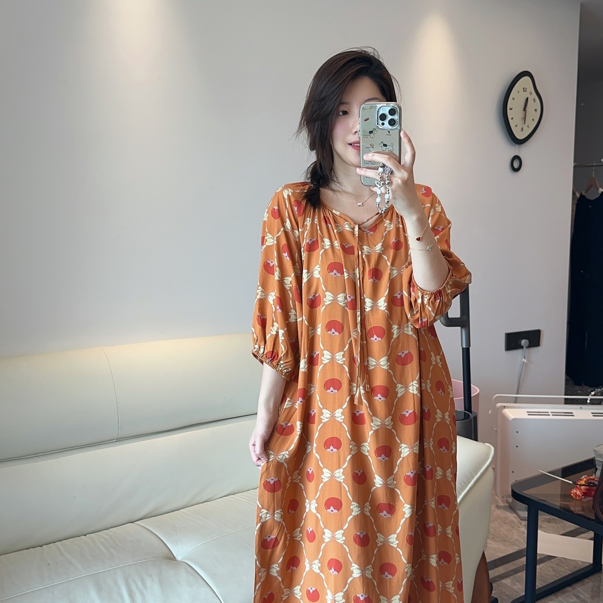 Camisón mujer verano falda larga de playa delgada pijama de seda de algodón primavera y otoño damas estilo de vacaciones ropa de hogar de seda de algodón de gran tamaño