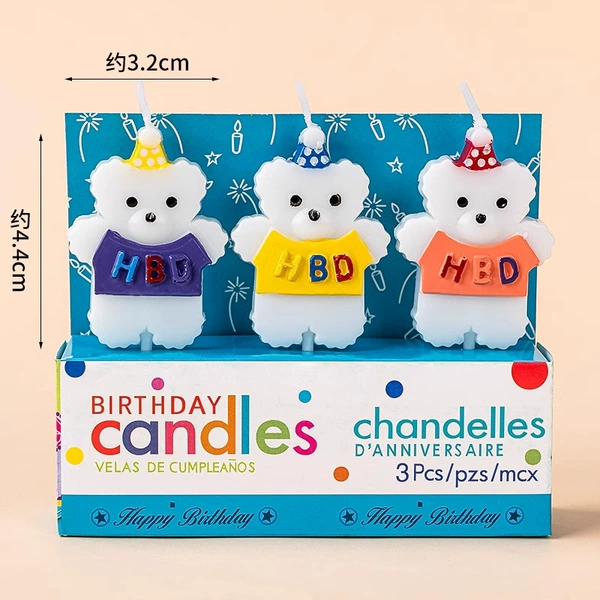 Candle, with little bears, 3 pieces