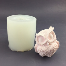 卡通创艺立体猫头鹰硅胶模具石膏滴胶香薰蜡烛肥皂装饰模