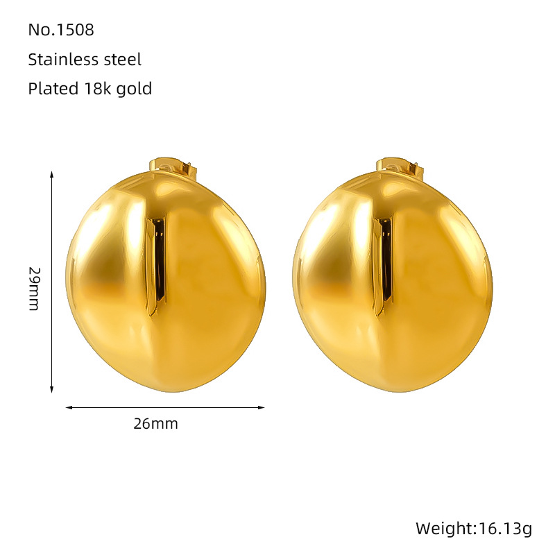 Pendientes de amor de acero inoxidable dorado de 18k de estilo INS europeo y americano Pendientes geométrico de pantalla simple francés femenino