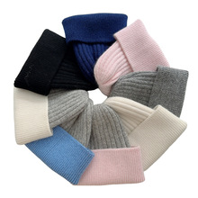 跨境新款儿童针织帽子安哥拉兔绒帽子冬季加厚保暖针织帽可挂毛球
