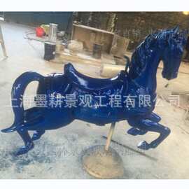 厂家生产商场游乐场会所玻璃钢旋转马雕塑摆件美陈装饰道具