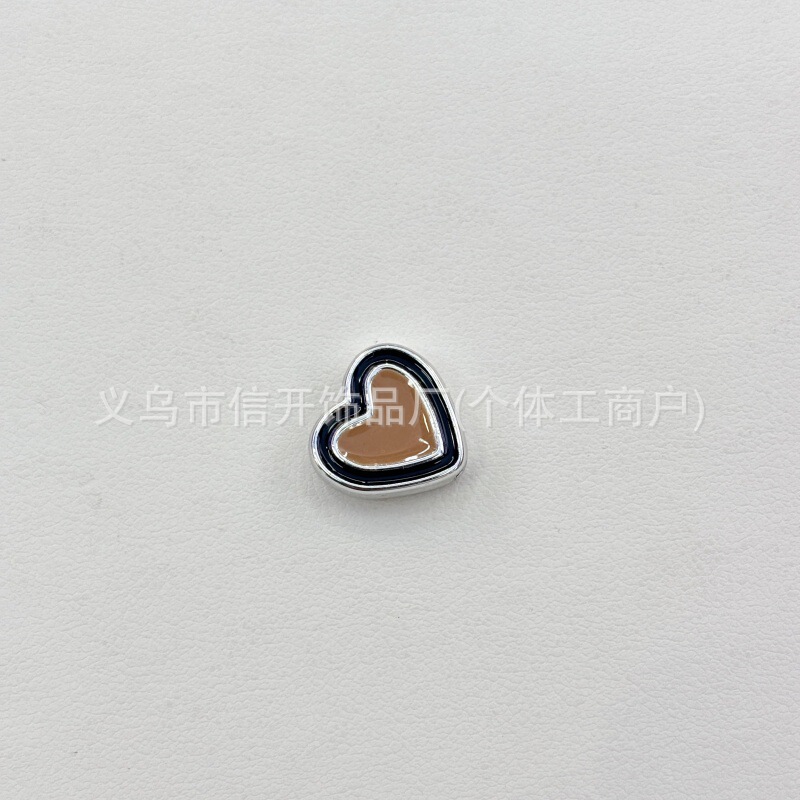 通孔银边滴油双色爱心串珠配件手机链包挂件diy手工饰品串珠材料|undefined