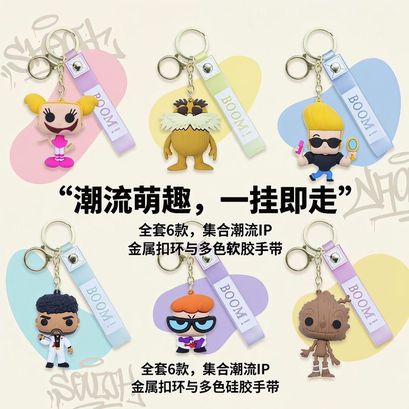 Manufacturer Wholesale Cartoon Doll Keychain Pvc Plastic Material Car Key Pendant DIY Trendy Backpack Pendant