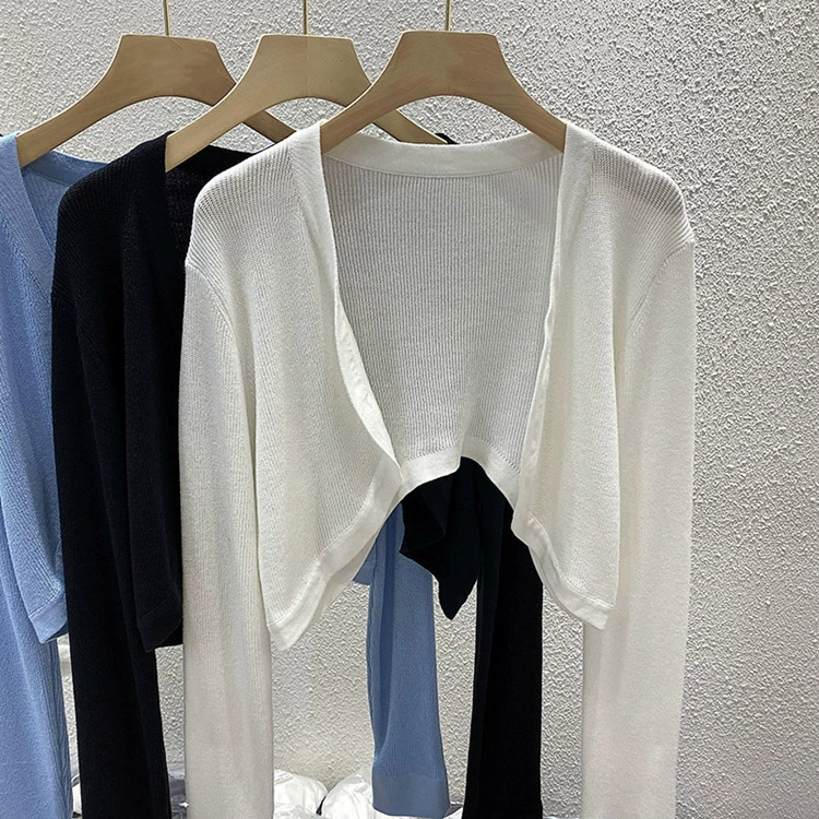 Женский трикотаж из ледяного шелка, лето-осень 2025, новая корейская модель, короткий кардиган с защитой от солнца, розовый шарф-жакет