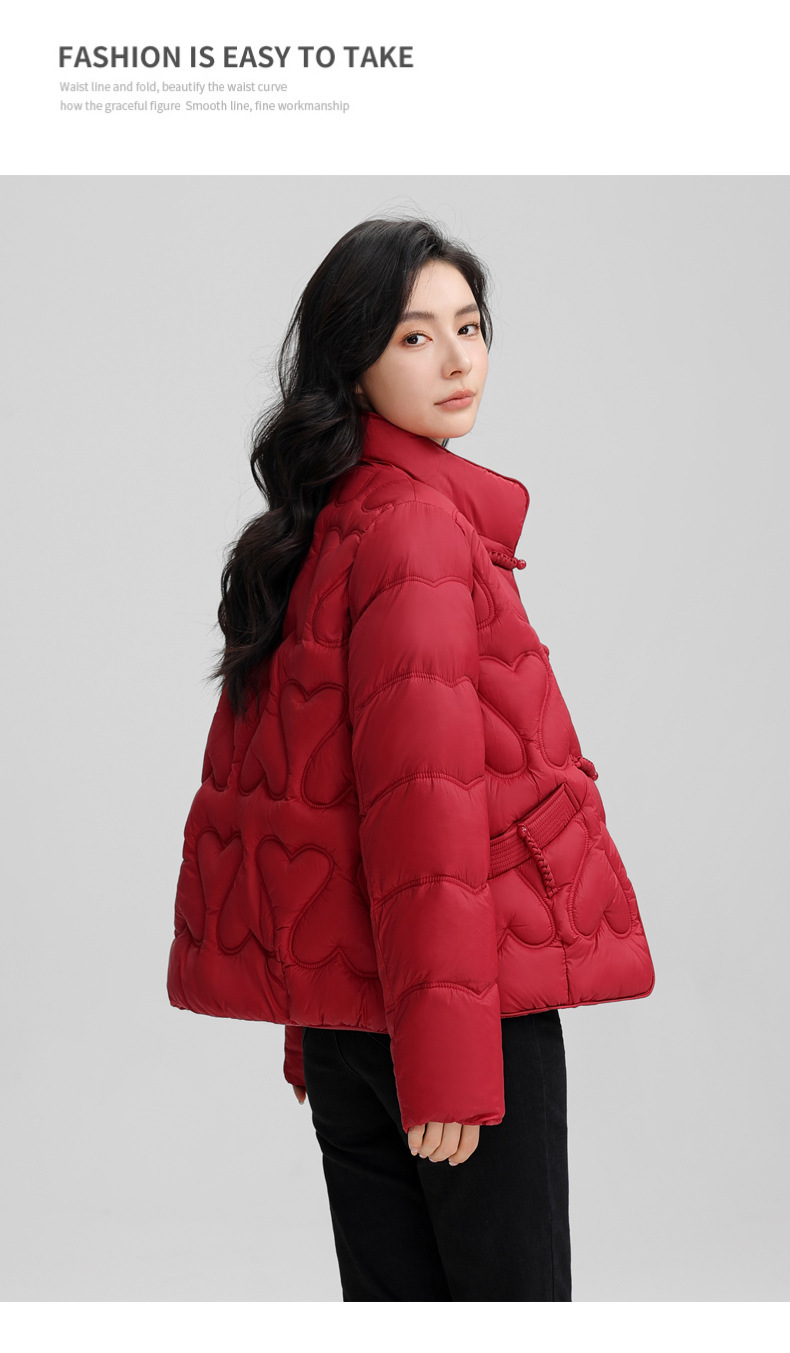 New Chinese style 2024 winter retro button down short fashion stand collar lightweight women's cotton Down jacket_voghion.com
