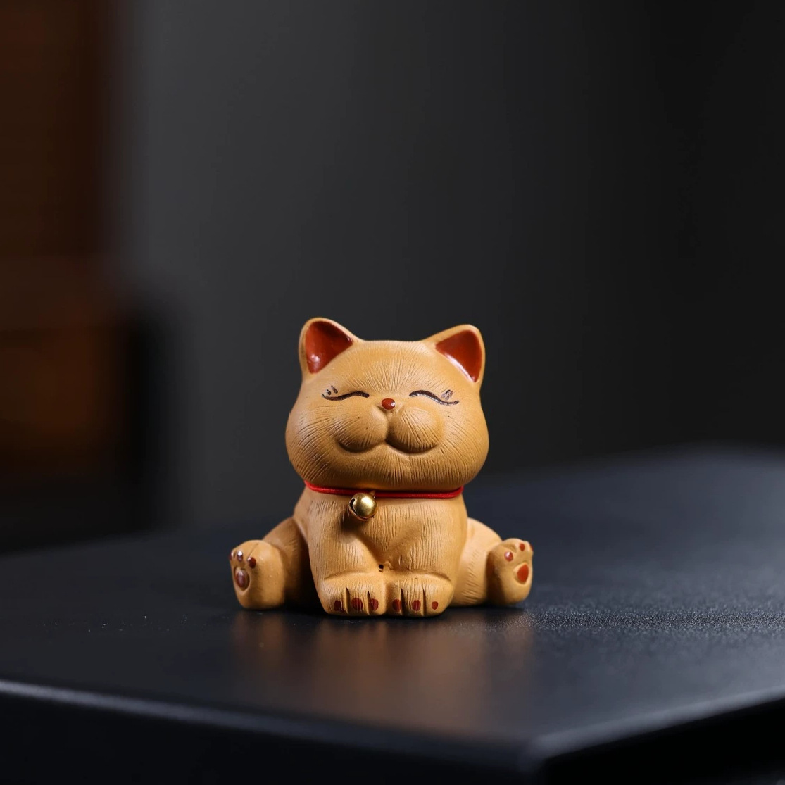 禧珮镁可爱橘猫创意紫砂茶宠茶艺桌面小摆件招财猫萌宠可养