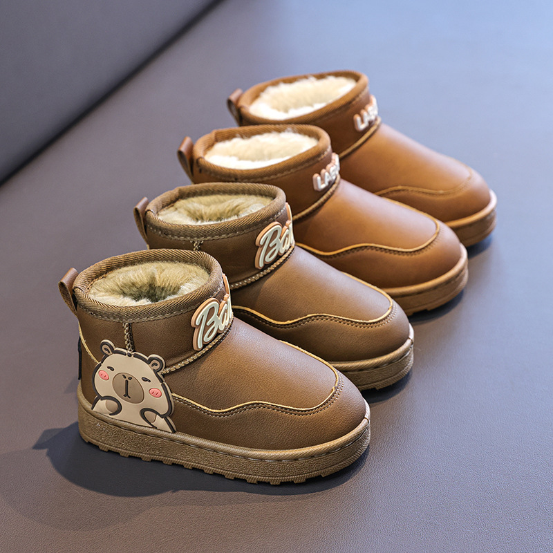 2025 New Winter Kapibala Kidsren's Snow Boots, Soft-Soled Waterproof Cotton Shoes, Fleece-Lined, Thickeneded and Non-Slip