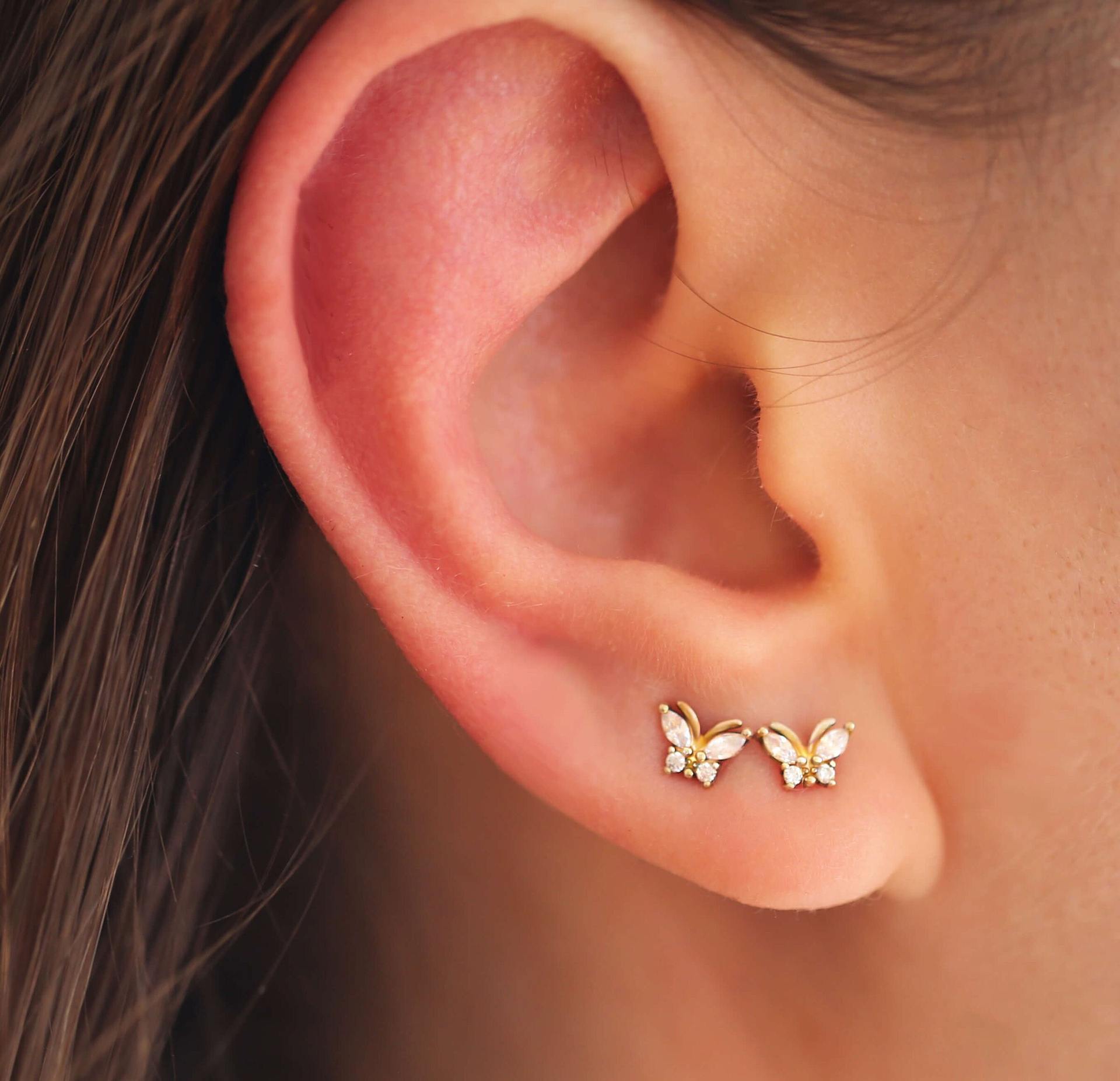 5g Weight 925 Sterling Silver Ear Needle Material Small Stud Earrings Classification 1 Piece 925 Sterling Silver Geometric Flower Butterfly Small Stud Earrings