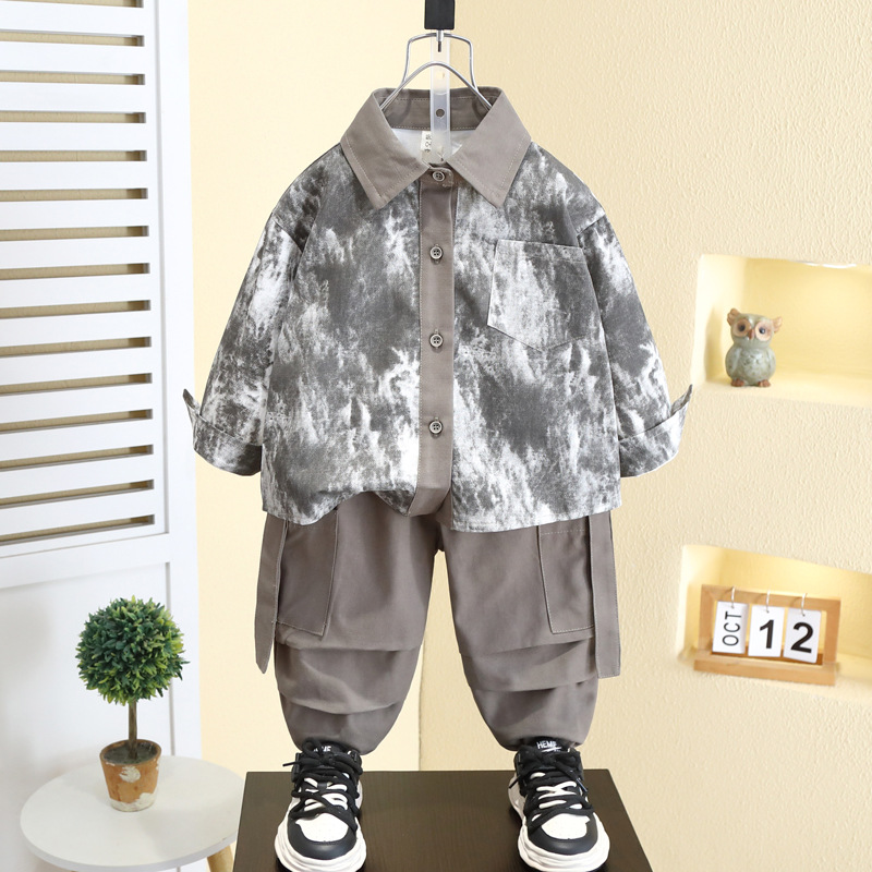 7104 Camisa de primavera para niños Traje de primavera y otoño Camisa coreana para niños de moda 2025 Chaqueta nueva ropa de bebé