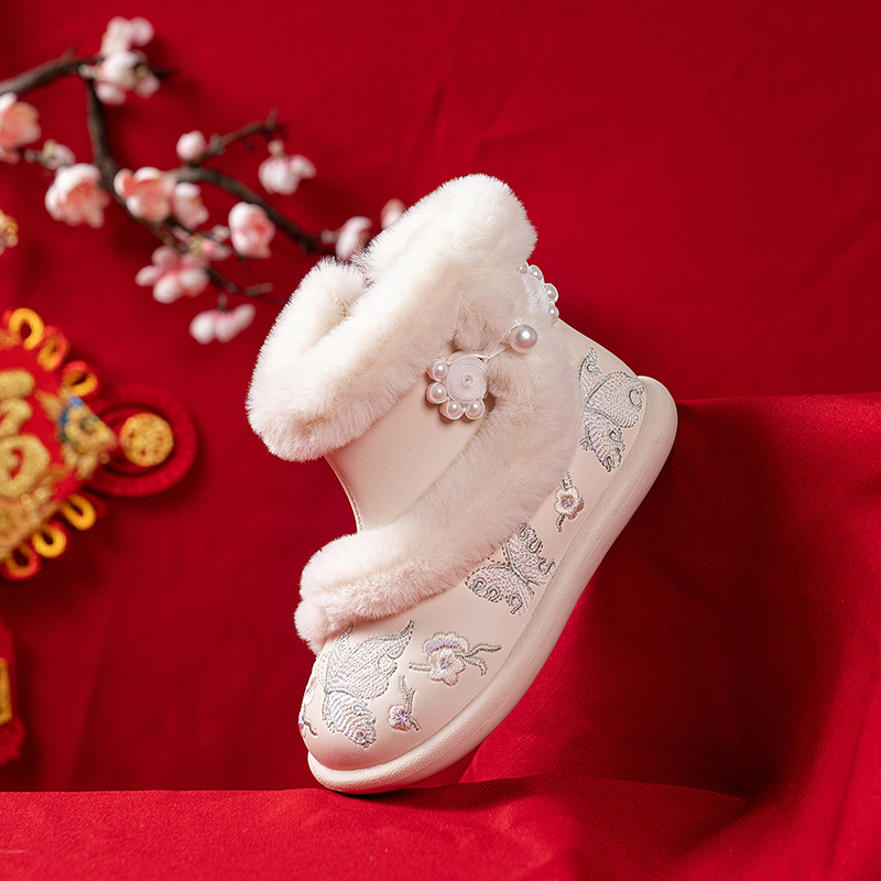 Girls Hanfu Shoes 2024 Winter New Children's Snow Boots Baby Antique…