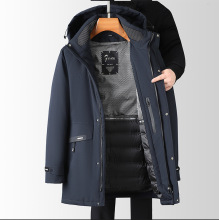 中老年男式鸭绒羽绒服冬季可拆卸内胆长款极寒外套加厚保暖防寒服