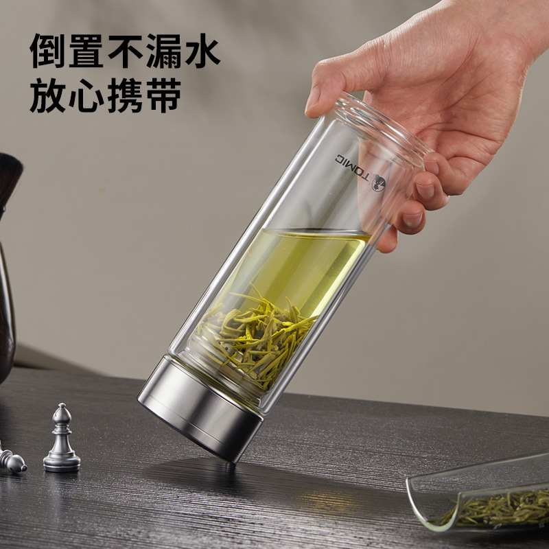 Taza de vidrio transparente de doble capa de alta calidad, taza de té, taza de agua, taza de agua a prueba de quemaduras, taza de té de primavera doméstica de oficina