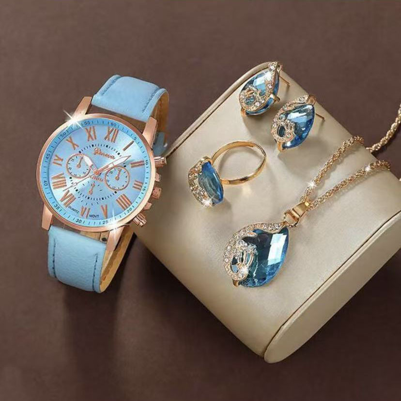 Cross-Border Popular Three-Eye New Watch Leather Strap Quartz Watch Geneva Scale Watch Fashion