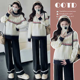 哺乳上衣2025新款外出辣妈款产后穿搭时尚套装喂奶衣服针织打底衫