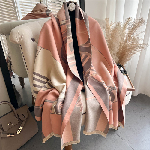 Personalized trendy carriage scarf  new fall and winter shawl imitation cashmere scarf women's warm scarf