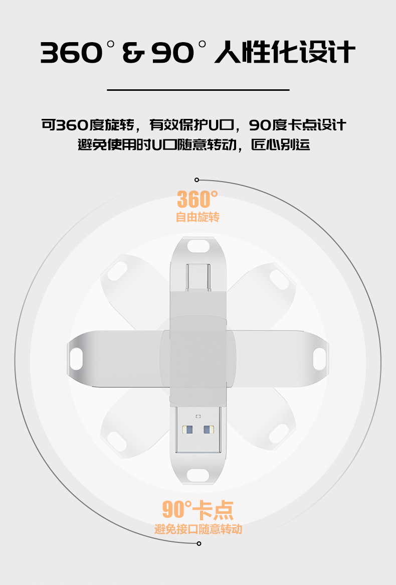 type-c电脑两用u盘批发高速64g旋转大容量128gb金属安卓手机优盘详情8