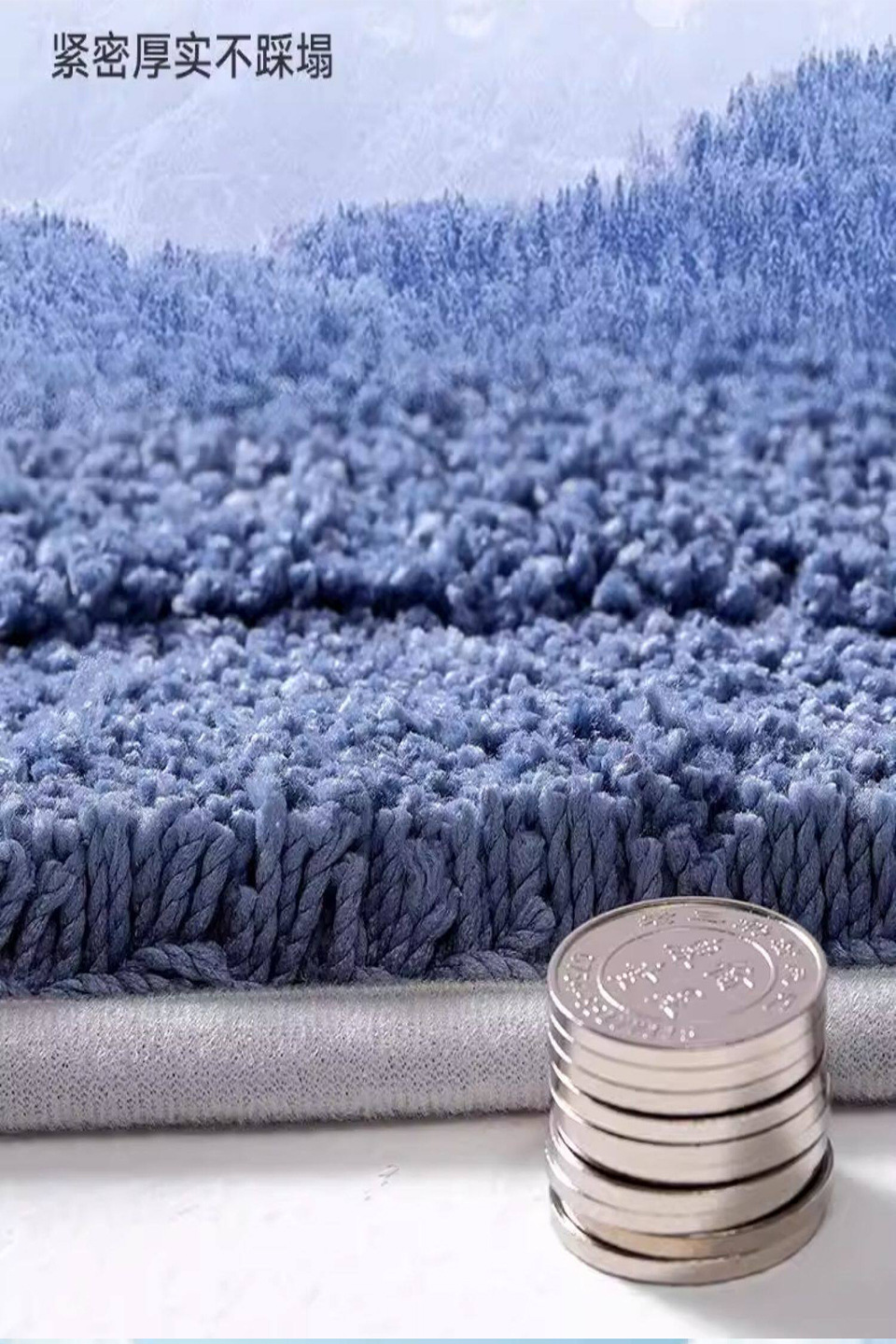 High-End Bathroom Absorbent Floor Mat, Non-Slip Foot Mat for Home Toilet Entrance, Long Tufted Thickened Bathroom Carpet