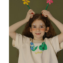 Children's clothing 2024 summer new fun print T-shirt short sleeve T loose for boys and girls