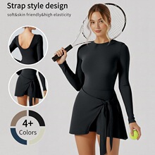 P 74552 Sleeves Backs Yoga Tennis Dress ����˶�����ȹ