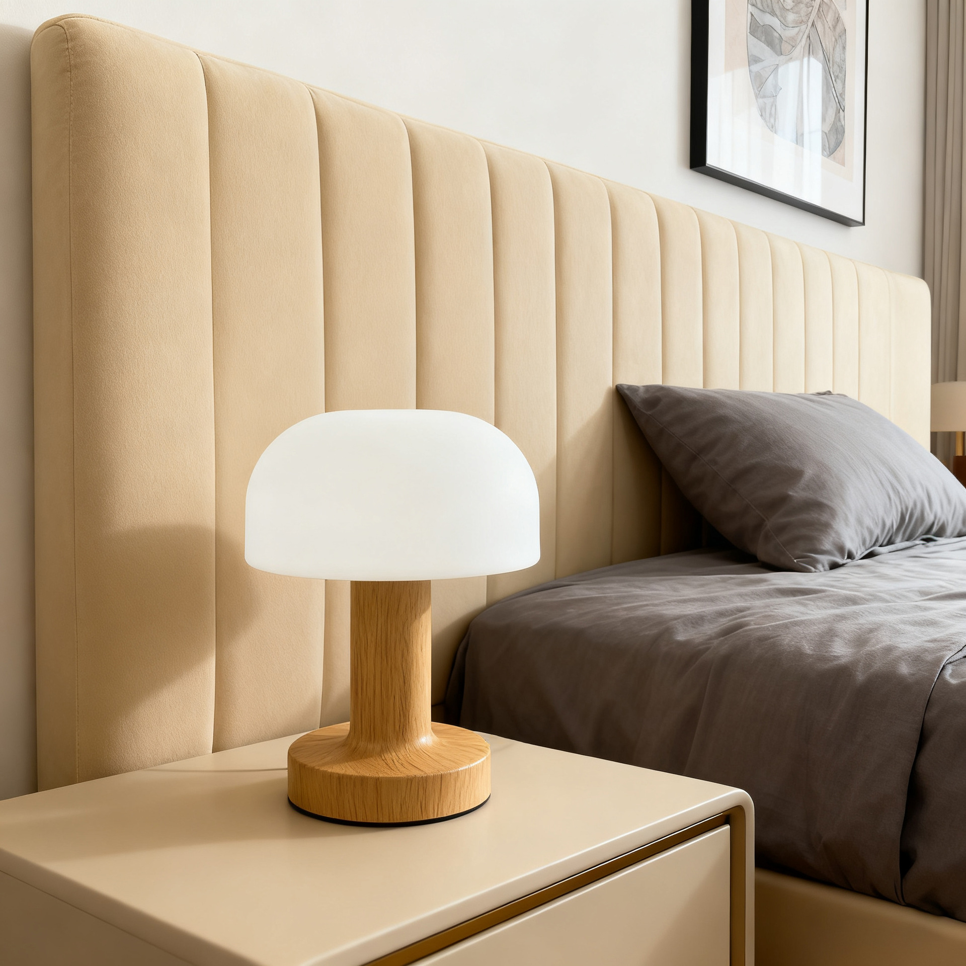 Lámpara de escritorio redonda de hongo dormitorio lámpara de noche de metal rotomoldado fábrica de lámpara de escritorio LED dedicada a la decoración redonda transfronteriza USB