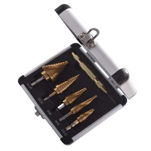 6pcs British pagoda drill hand electric drill punch drill bit set center punch combination tool hexagonal spiral step drill