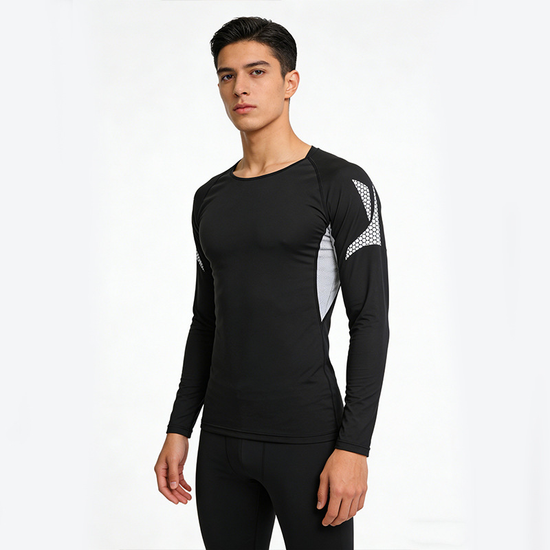 Tights, Men's Sports Fitness Clothing, Long-Sleeved Quick-Drying Clothing, High-Elastic Running Underwear, Football and Basketball Training Clothing