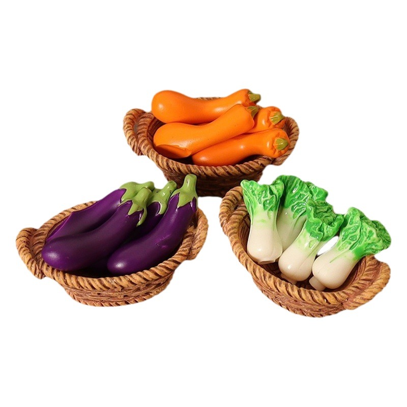 Dollhouse miniatura mini rábano pimienta col cesta de verduras alimentos y jugar modelo accesorios cocina bricolaje