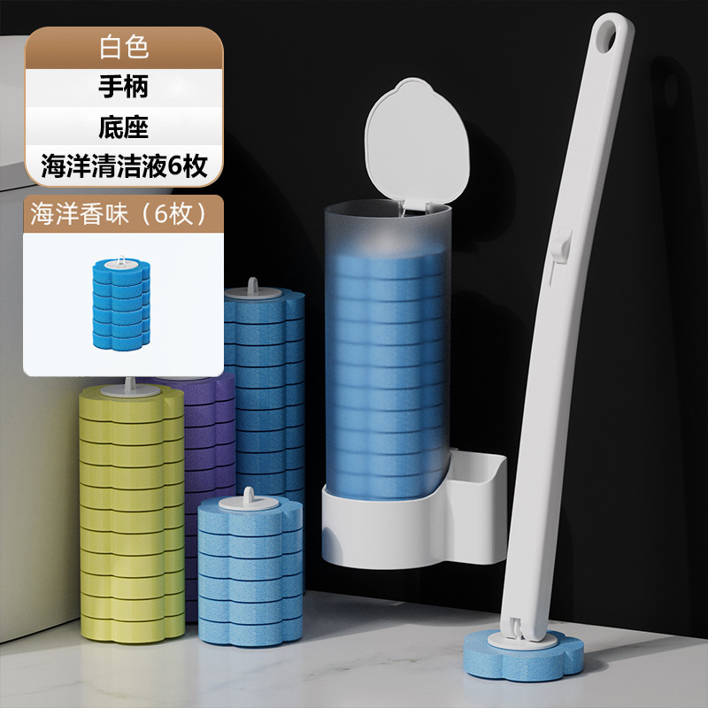 使い捨てトイレブラシセット、浴室死角なし、滅菌家庭用使い捨て交換用クリーニングブラシヘッドトイレブラシ|undefined