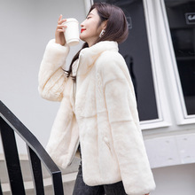 2024新款皮草外套女年轻款真獭兔毛整皮毛一体加棉保暖连帽立领