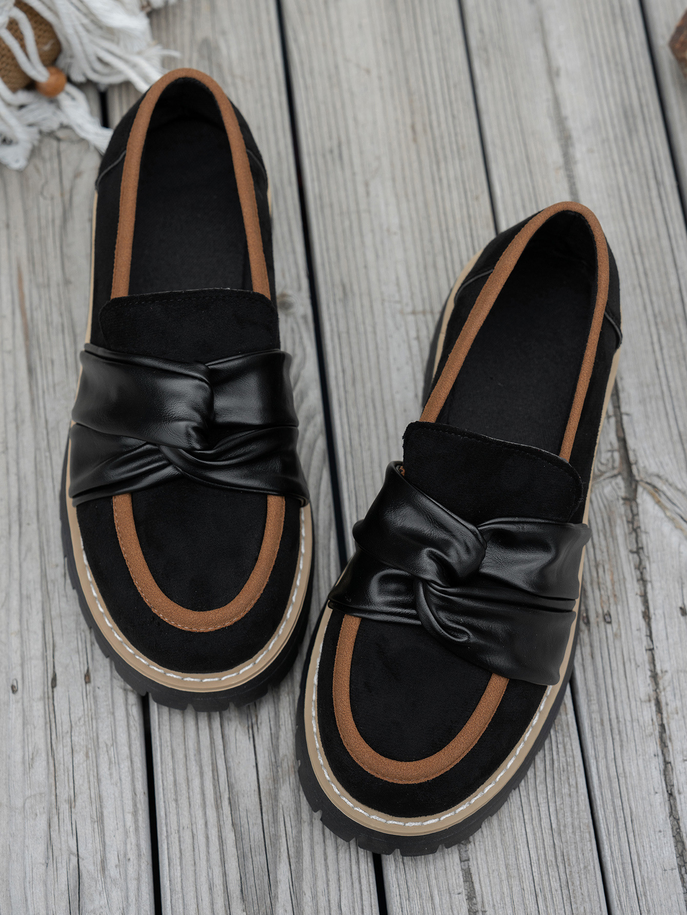 Damen Plateau Loafer Im Britischen Stil Elegante Halbschuhe_voghion.com
