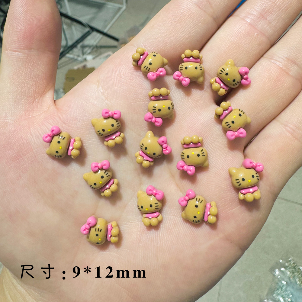 Hello Kitty Nail Art Red de celebridades de Internet Joyas de dibujos animados Sanrio diamante de resina pintado a mano lindos accesorios de gato KT