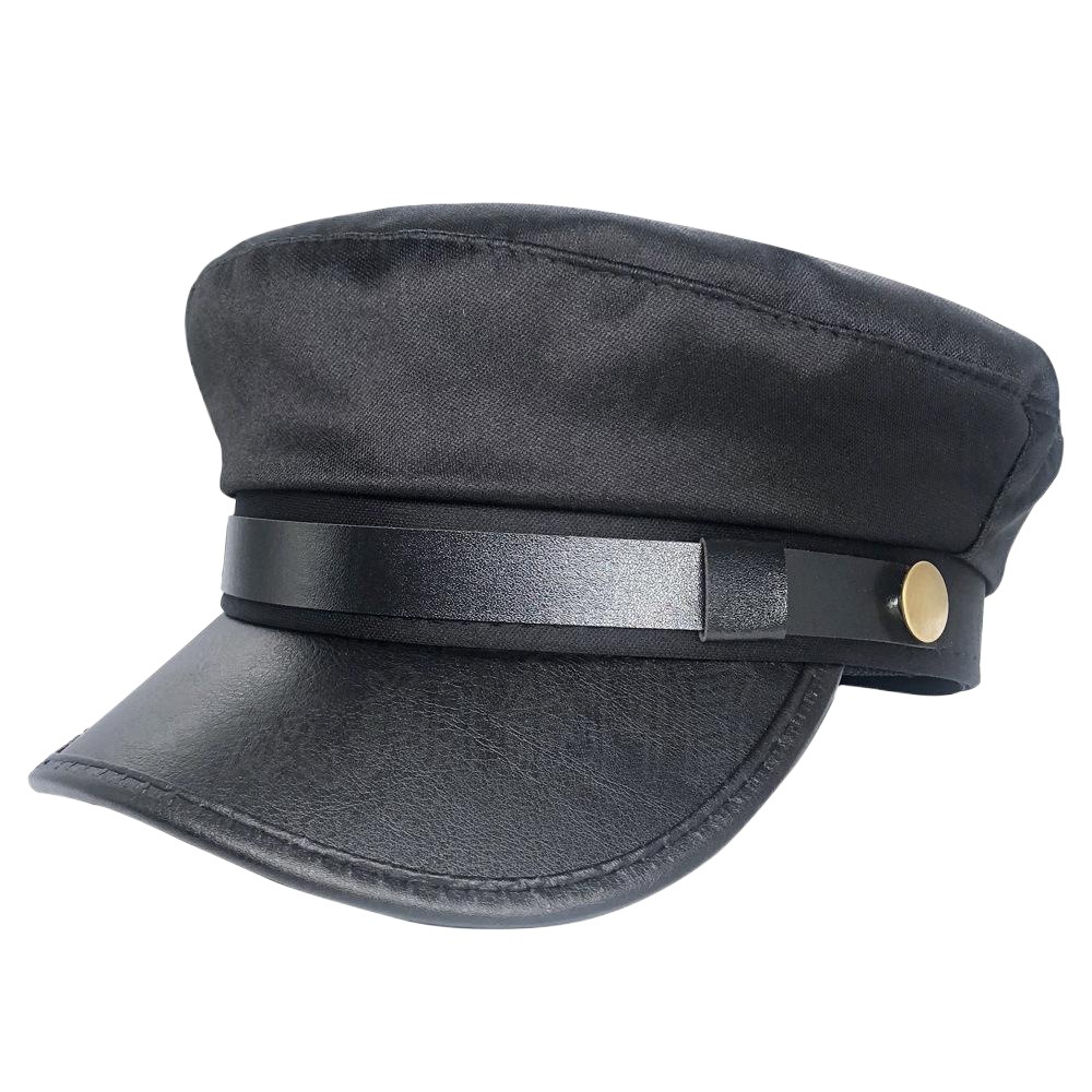 Golden Hat for Women, Chanel-Style Sailor Hat, Black Women's Flat-Top Hat, May Fourth Youth Zhongshan Republic Student Hat