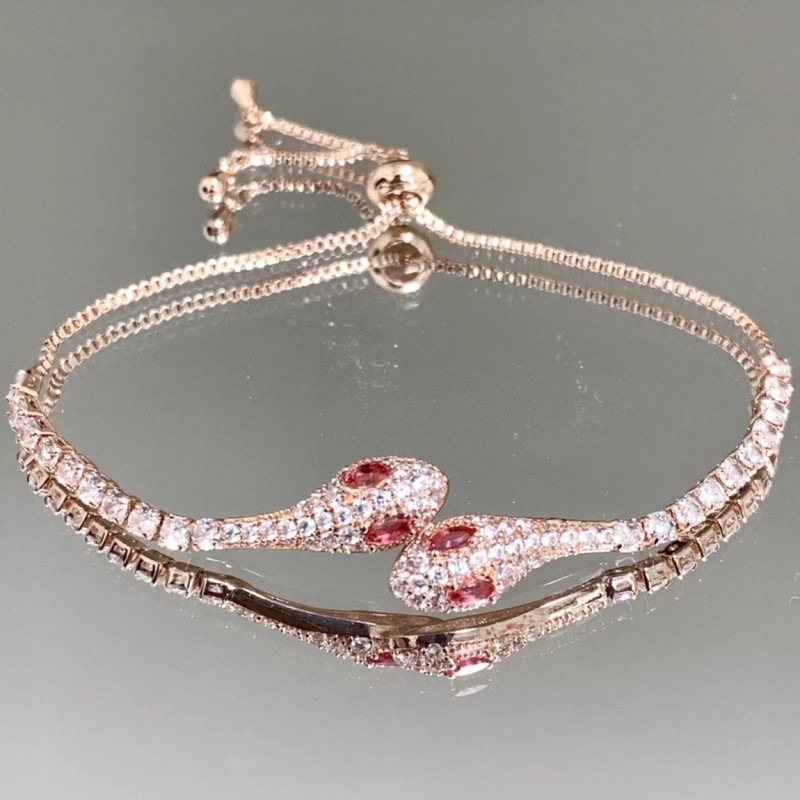 Brazalete de serpiente con circonitas para mujer elegante_voghion.com