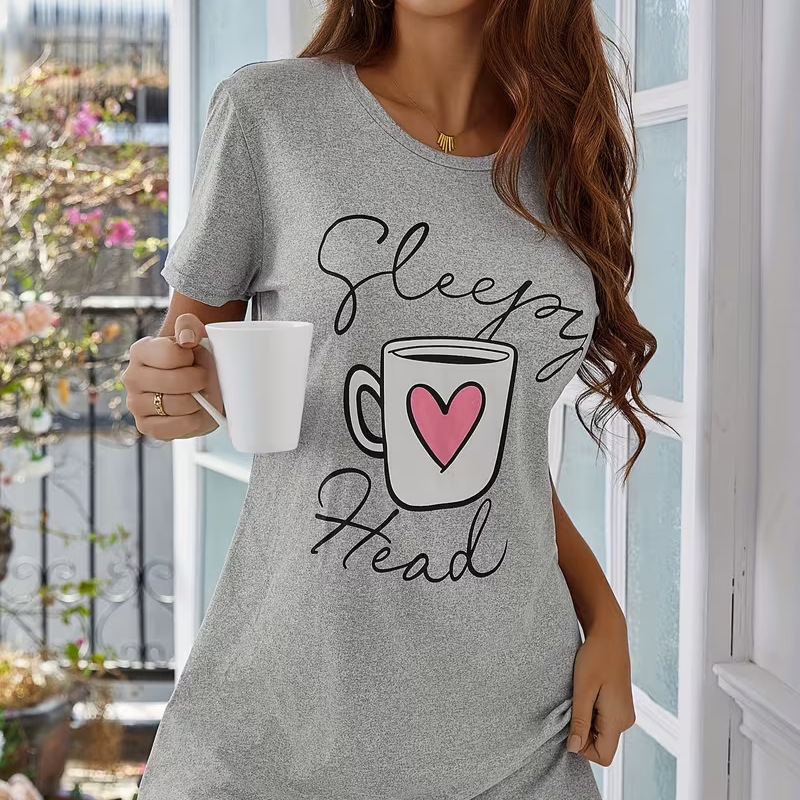 Vestido manga corta café