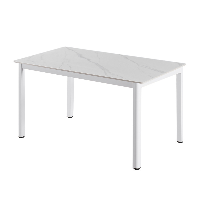 Mesa de comedor moderna minimalista de pizarra, mesa de comedor rectangular para uso doméstico, mesa pequeña con patas en forma de abanico para apartamento minimalista