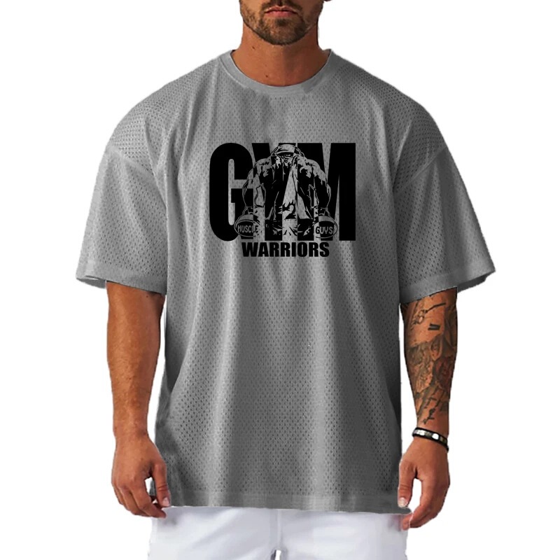 Loose-Fitting Men's Casual Sports T-Shirt Gym Bodybuilding Fitness Short-Sleeved Shirt Summer Mesh Quick-Drying Breathable Loose-Fitting Men's Casual Sports T-Shirt Gym Bodybuilding Fitness Short-Sleeved Shirt Summer Mesh Quick-Drying Breathable